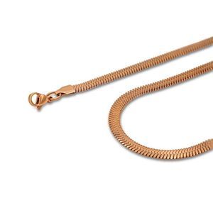 18k Rose Gold Snake Chain Necklace Mens Womens Herringbone Chain Choker 18 inch
